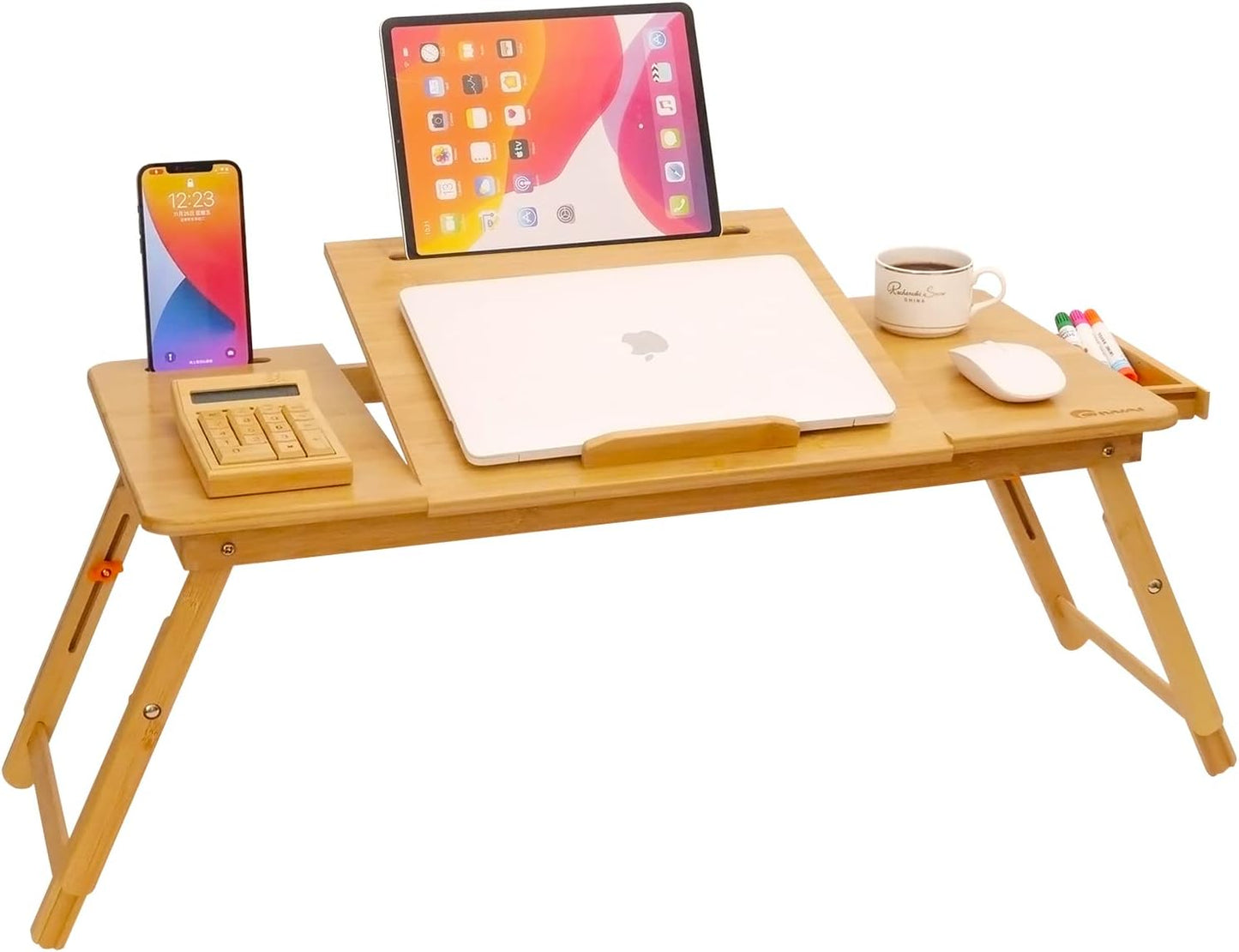 COIWAI Bamboo Laptop Bed Desk - Adjustable & Foldable