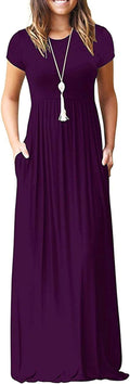 AUSELILY Women's Short Sleeve Long Maxi Dress - Soft Jersey Casual