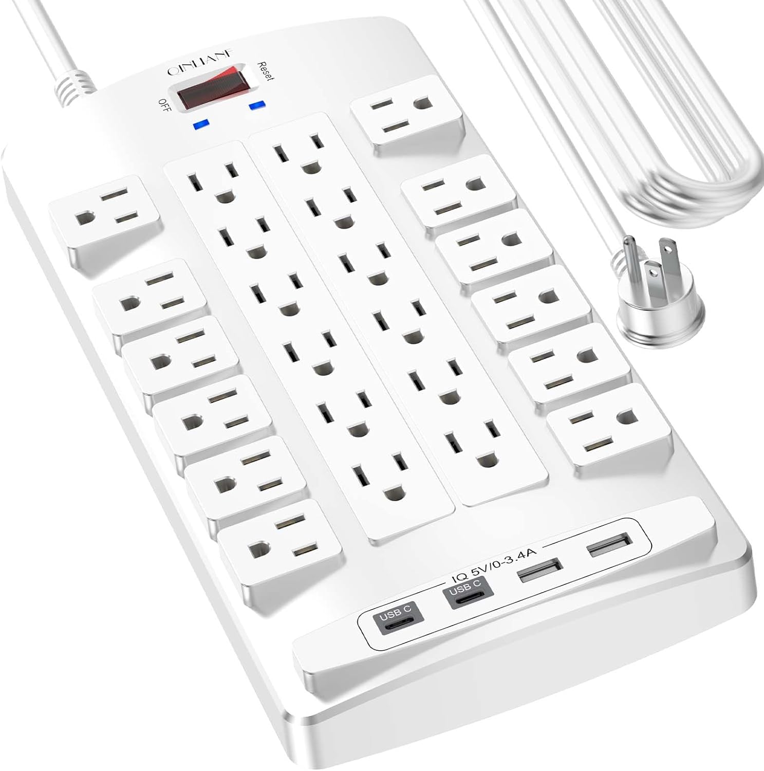 QINLIANF Surge Protector Power Strip with 24 Outlets and USB