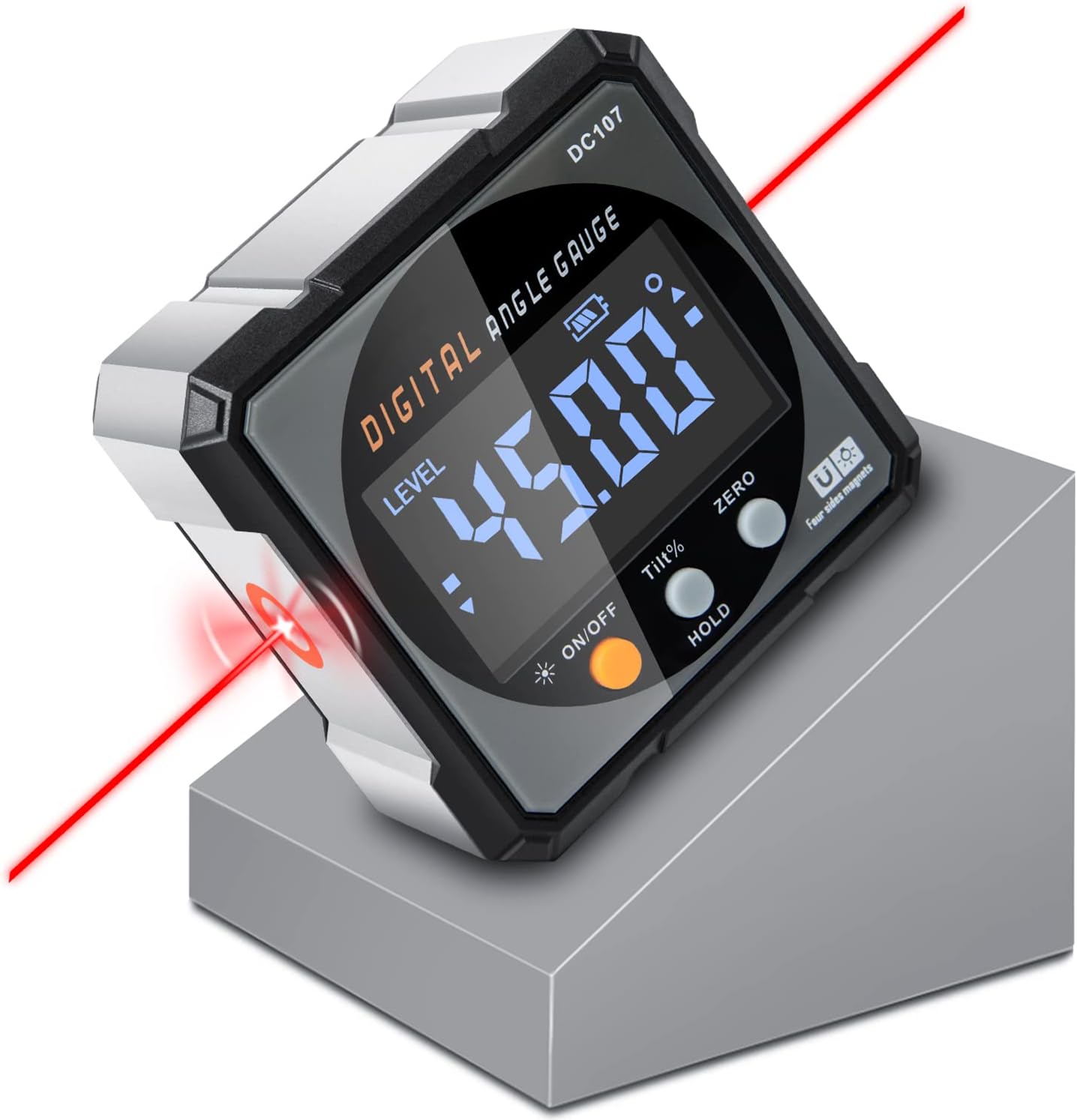 Digital Angle Finder with Laser - Magnetic Inclinometer Tool