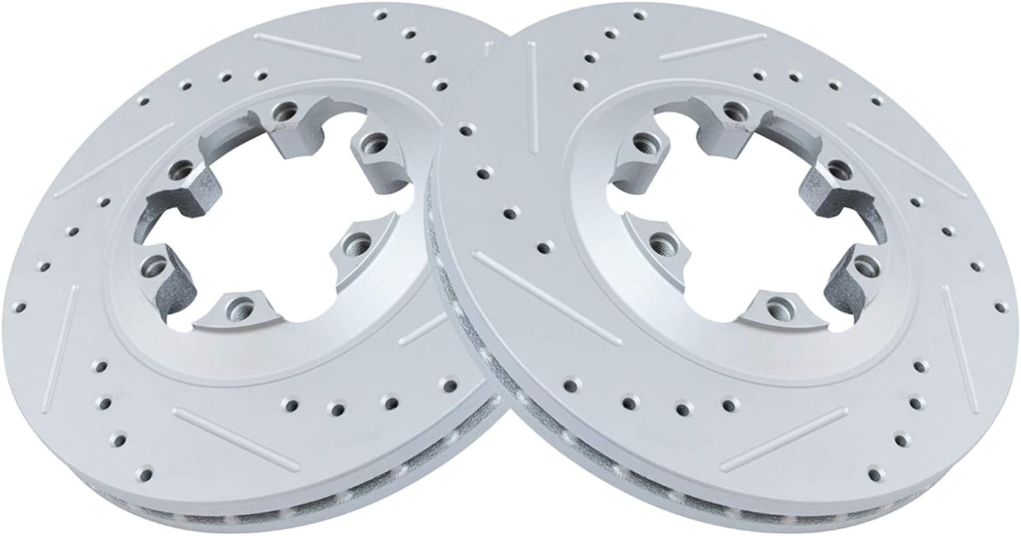 TRQ Front Brake Rotor Set G Coated Drilled and Slotted Vented
