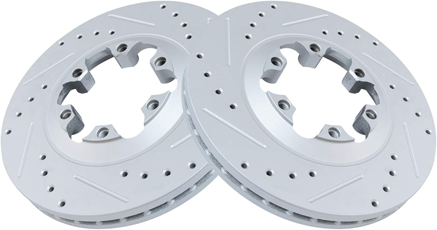TRQ Front Brake Rotor Set G Coated Drilled and Slotted Vented