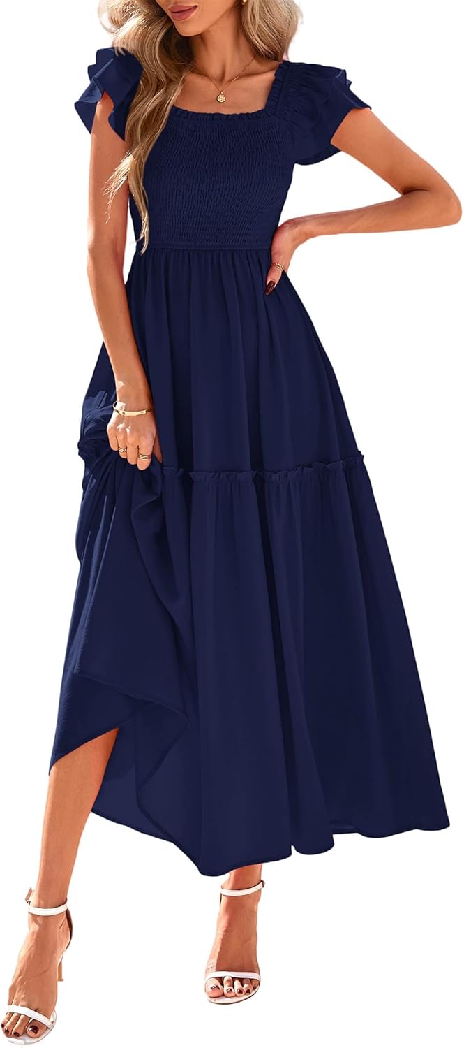 KIRUNDO Smocked Summer Dresses for Women 2025 Wedding Guest