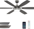 60 Inch Grey Large Ceiling Fan with Lights and Remote - Quiet