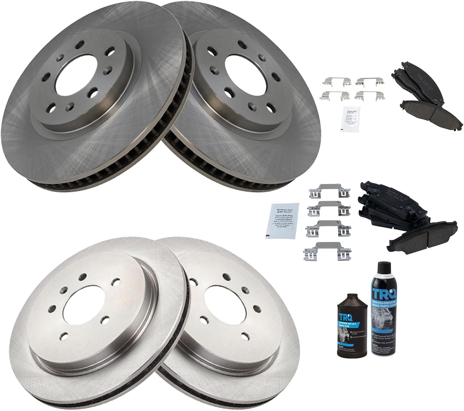 TRQ Front and Rear Brake Pad & Rotor Kit for Cadillac CTS