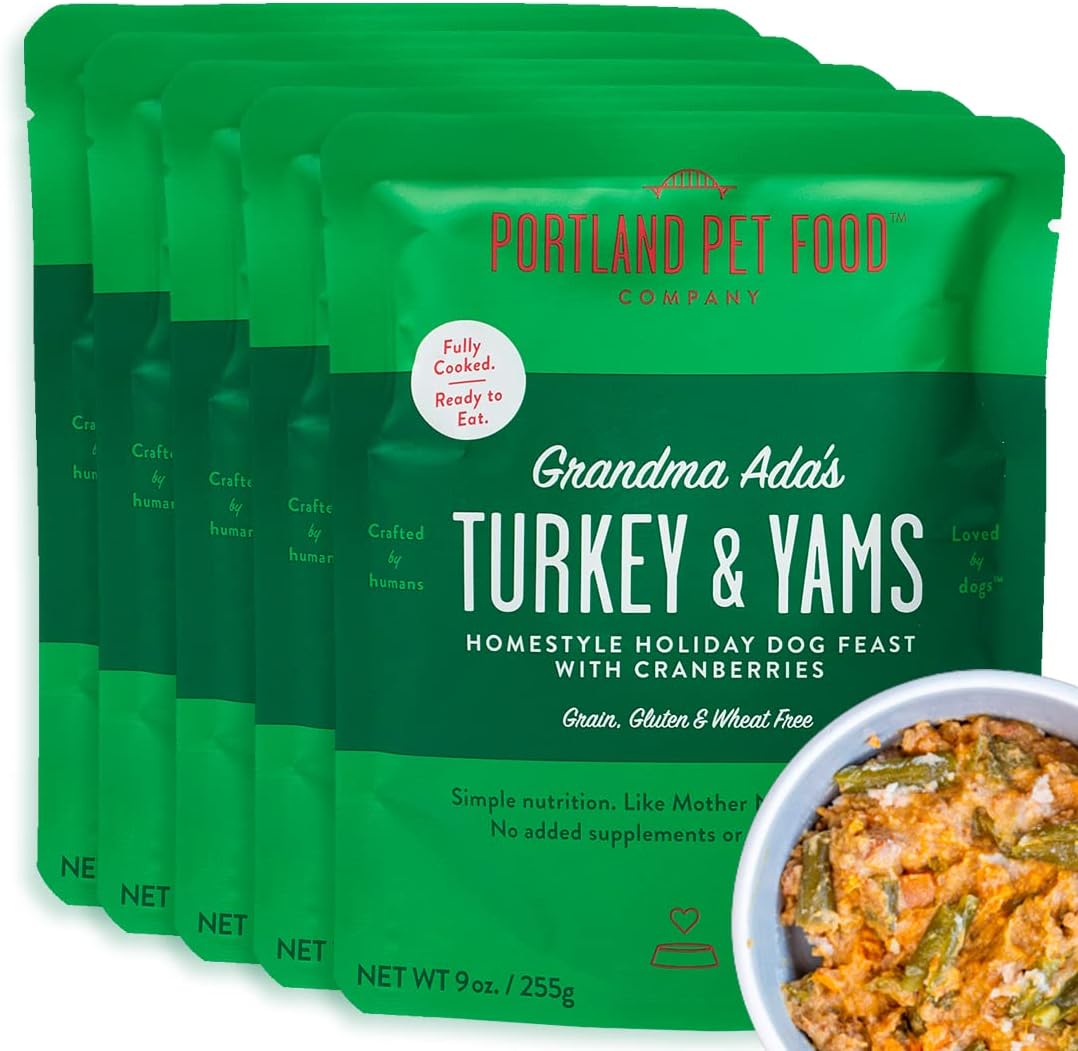 Fresh Dog Food Pouches with Turkey & Yams for Pups & Seniors