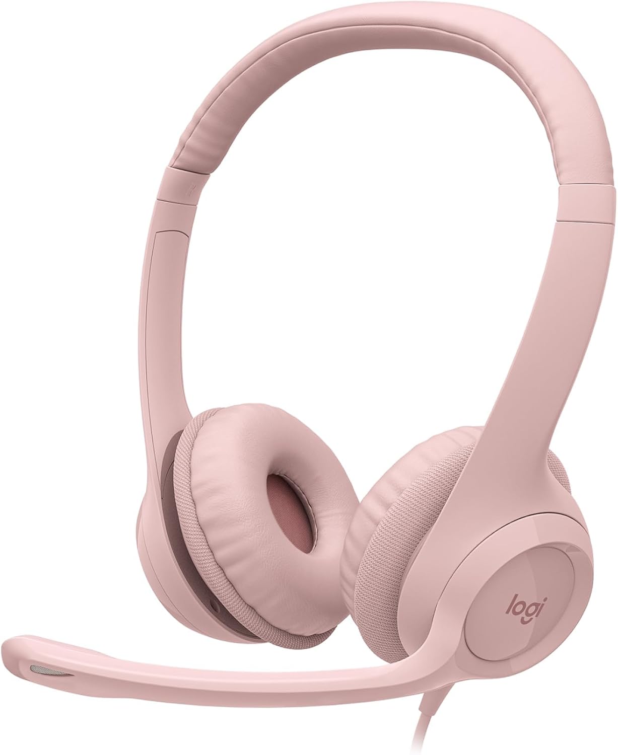 Logitech H390 Wired Headset - Noise Cancelling Mic, Versatile Usage - Rose