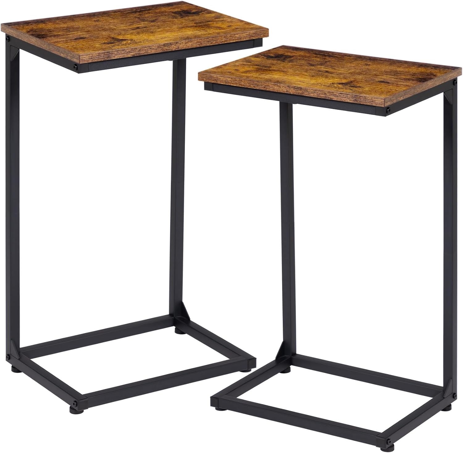Slide Under C-Tables Set of 2 - Space-Saving Rustic End Tables