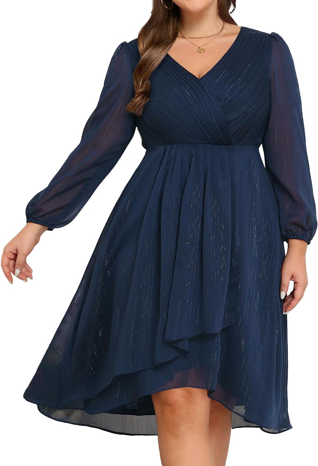 Plus Size Cocktail Dress for Curvy Women - Elegant Midi Style