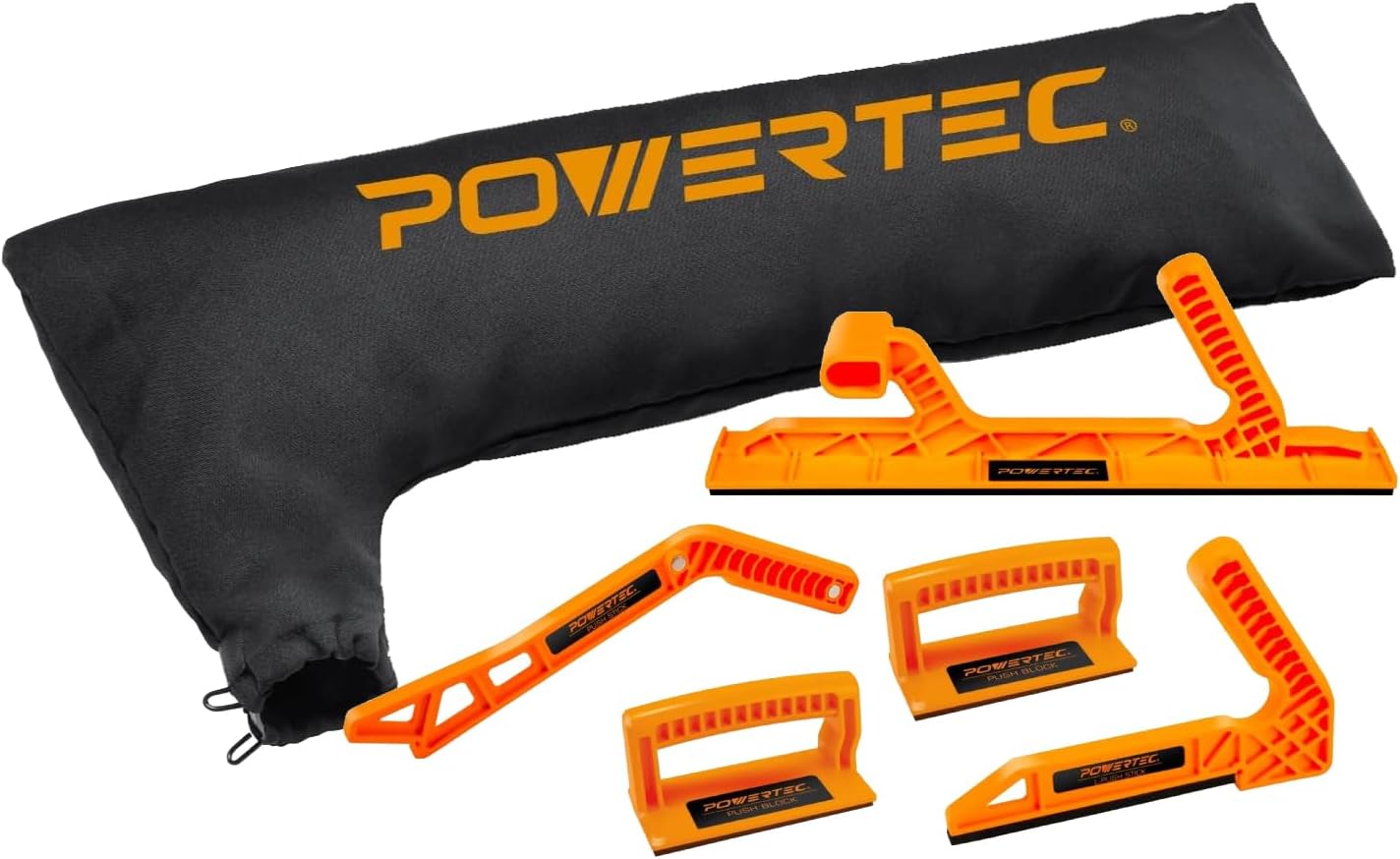 POWERTEC Table Saw Dust Collector Bag & Deluxe Push Block Set