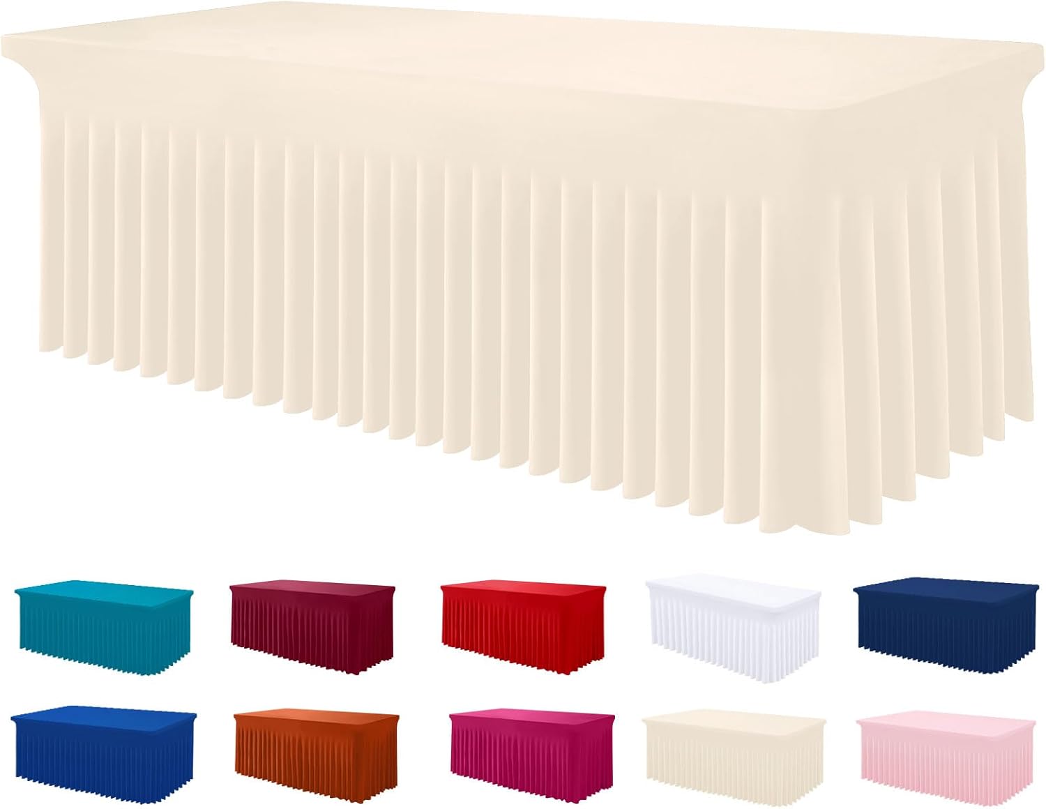 Smiry Spandex Tablecloth for 6FT Rectangle Tables - Beige