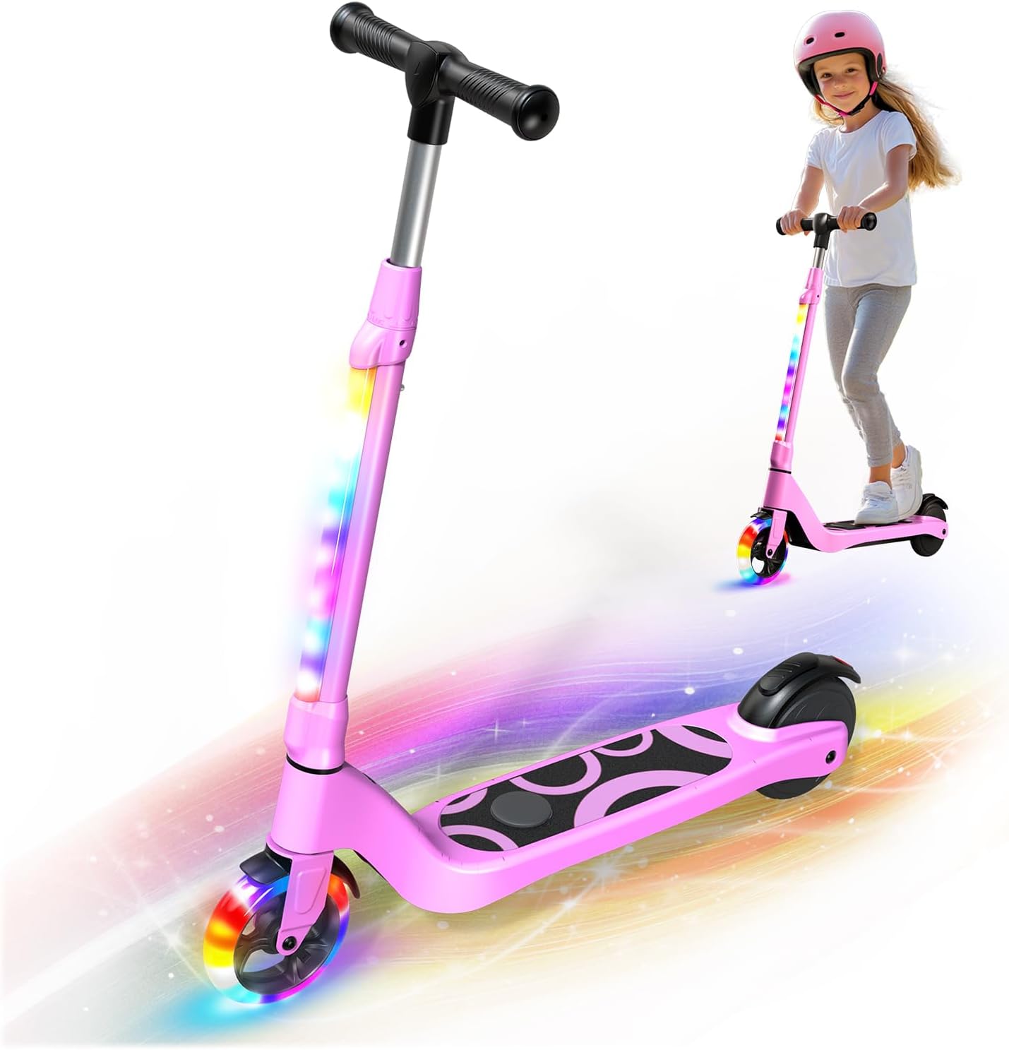 LIEAGLE Electric Scooter for Kids 6-12 with RGB Lights
