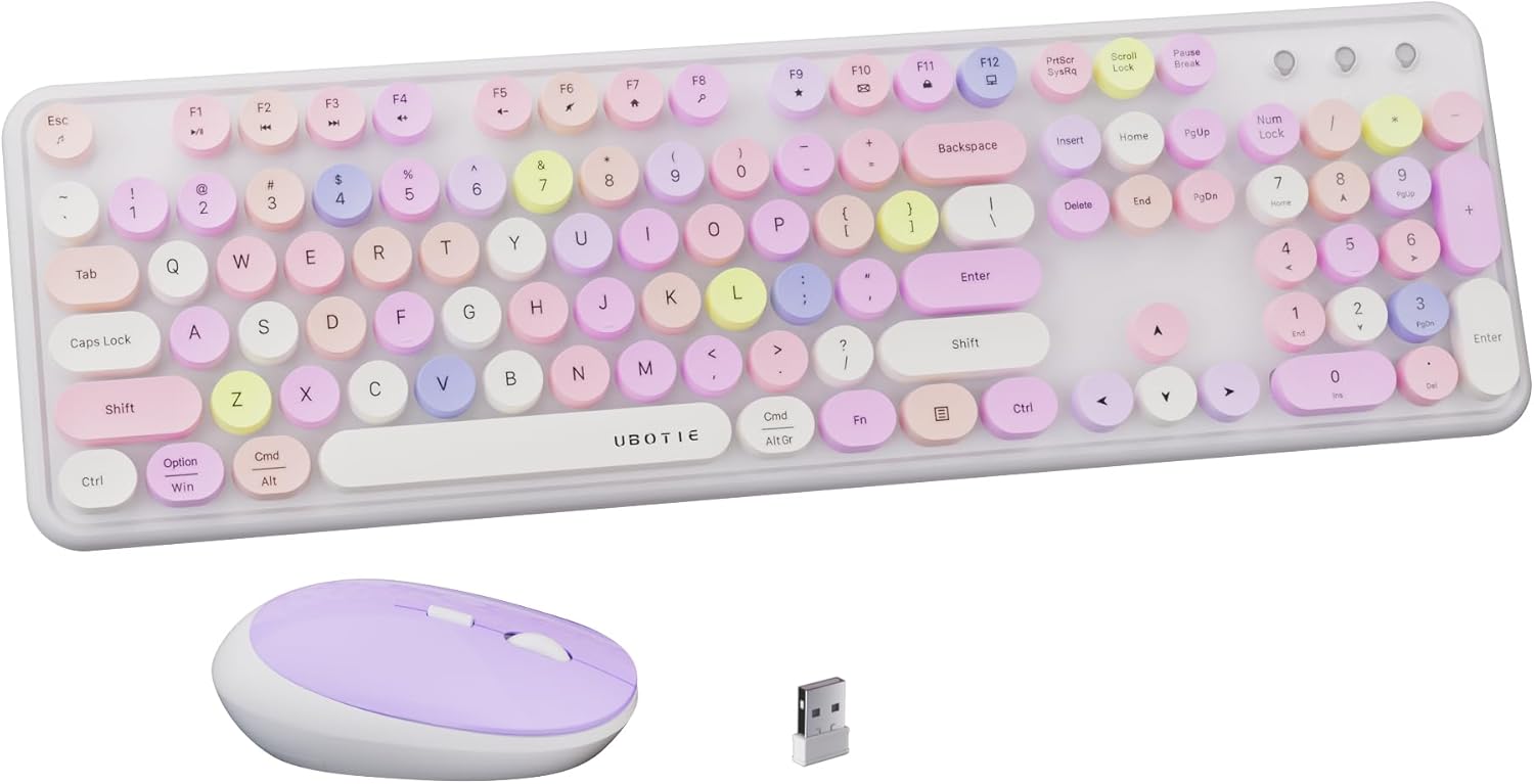 Colorful Wireless Keyboard and Mouse Combo for Vibrant Workspaces