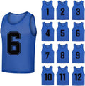 12 Pack Numbered Mesh Pinnies for Kids Youth and Adults - Lightweight