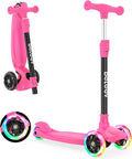 Kids 3-Wheel Kick Scooter Rose Pink - Light-Up Wheels, Adjustable