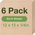 6 Pack Birch Plywood Sheets 12 x 12 x 1/4 in - Ideal for Laser Cutting