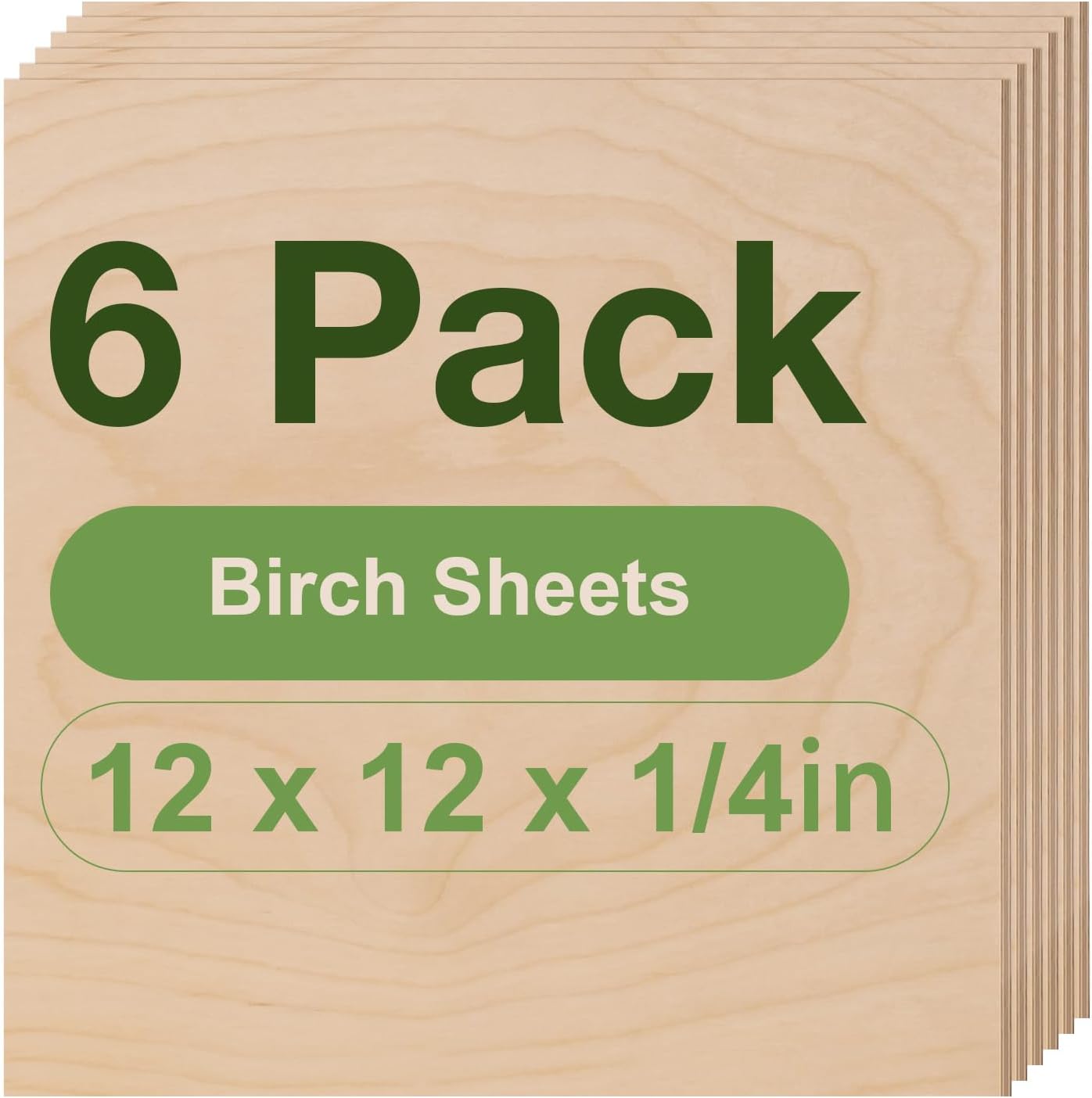 6 Pack Birch Plywood Sheets for Laser Cutting and DIY Crafts