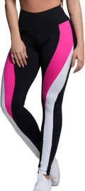 High Waist Yoga Pants Color Block Tummy Control Leggings - Sculpting