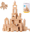 Pidoko Kids Wooden Blocks 100 Pc Set - Natural Beech Building Blocks