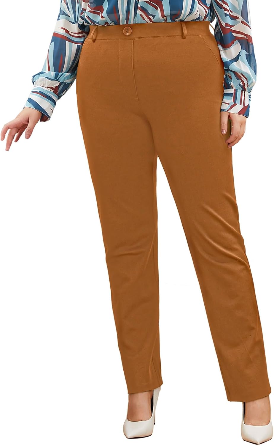 Plus Size Women's Straight-Leg Dress Pants for Office Wear