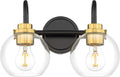 Bathroom Light Fixtures 2-Light Black and Gold Vanity Lights - Modern