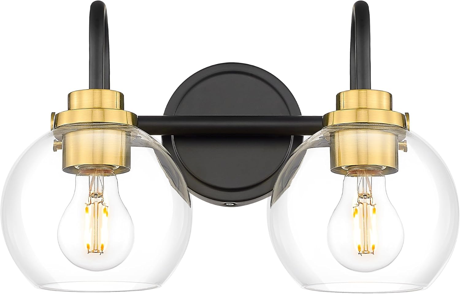 Modern 2-Light Black and Gold Bathroom Light Fixtures for Elegance