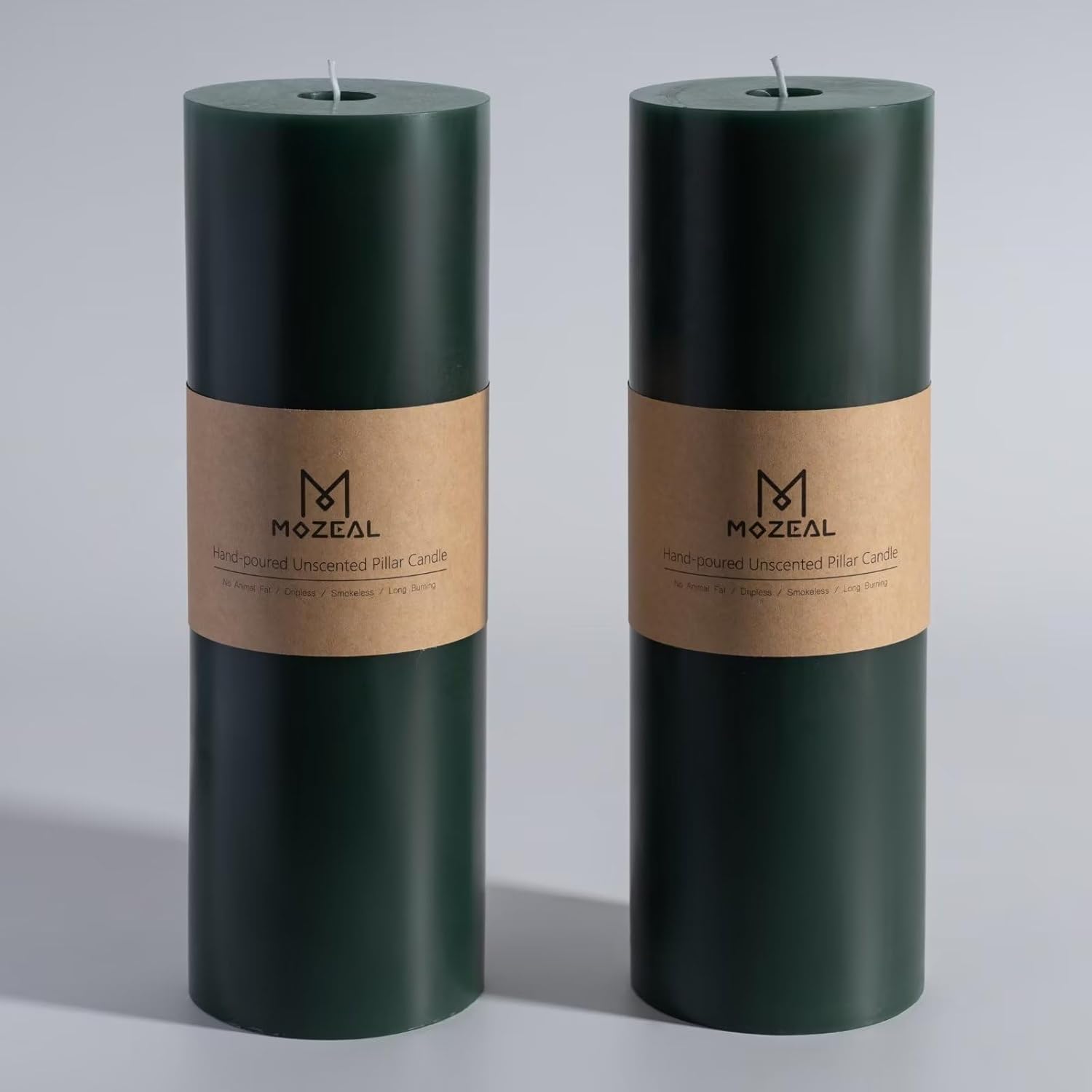 Extra-Large Dark Green Pillar Candles for Weddings and Decor