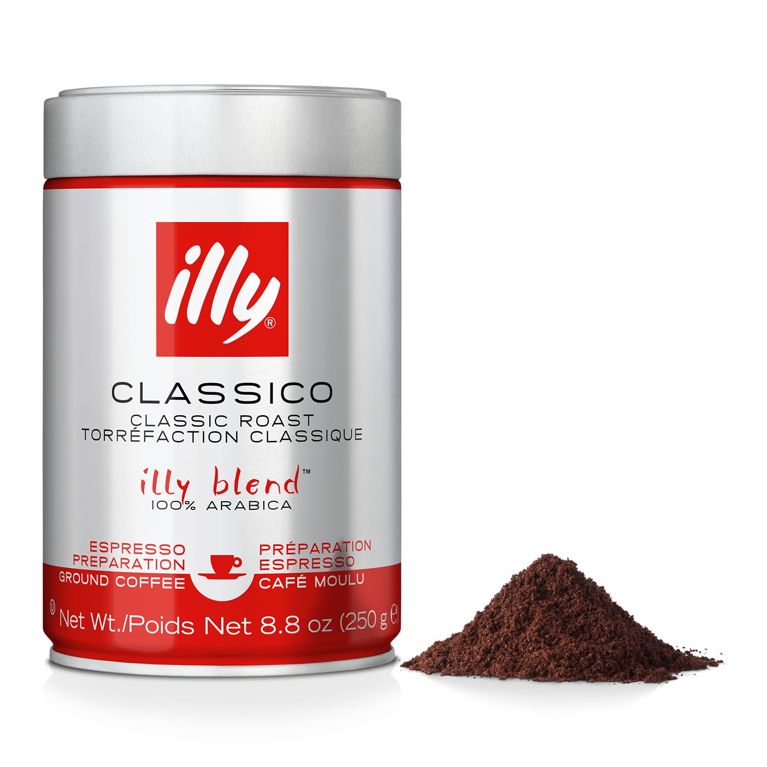 Illy Classico Espresso Ground Coffee - Rich Chocolate & Caramel Notes