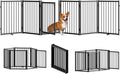 Full Metal Freestanding Dog Gate 24in Height with Walk-Through Door