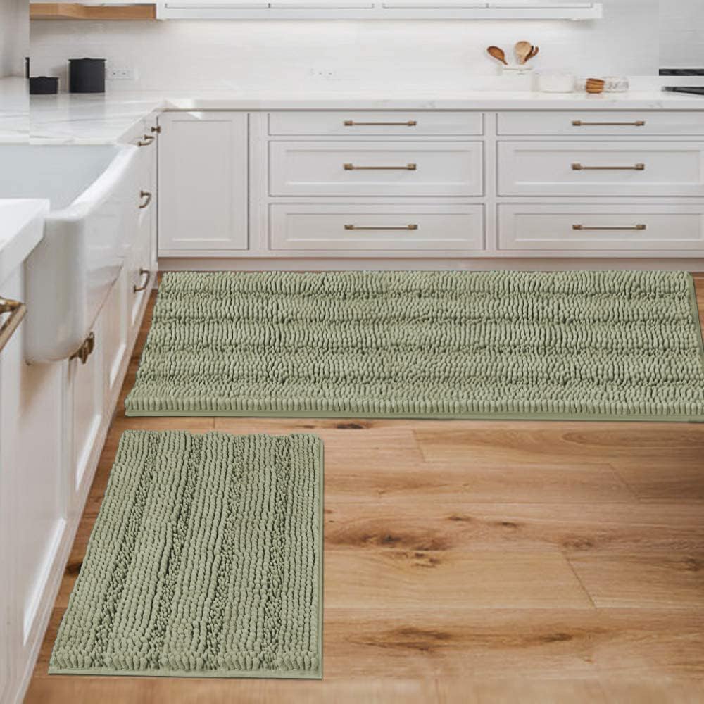 H.VERSAILTEX Bathroom Rug Sets - Soft Chenille Non Slip Mats