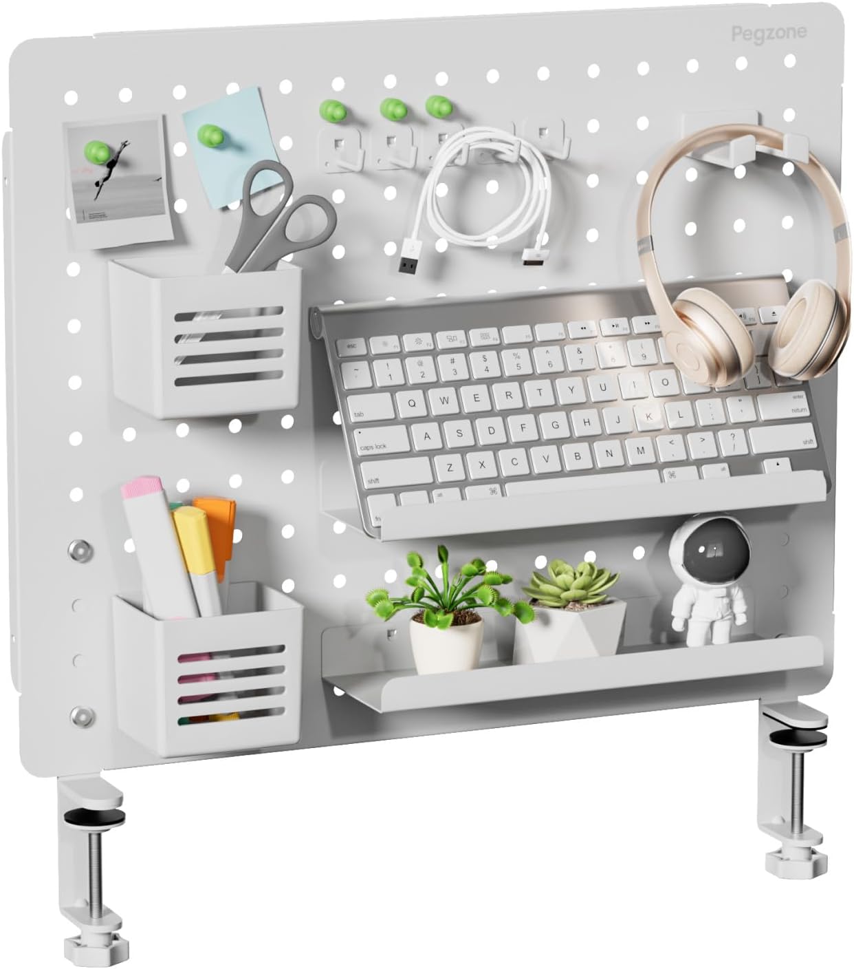Clamp-on Desk Pegboard Organizer for Office and Home Use