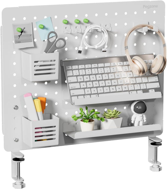 Clamp-on Desk Pegboard Organizer for Office and Home Use