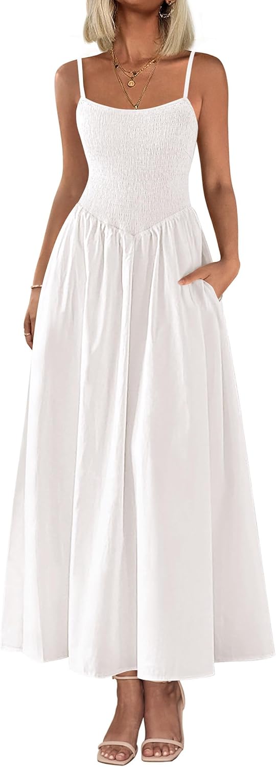 PRETTYGARDEN Women's Smocked Maxi Dress for Summer Fun