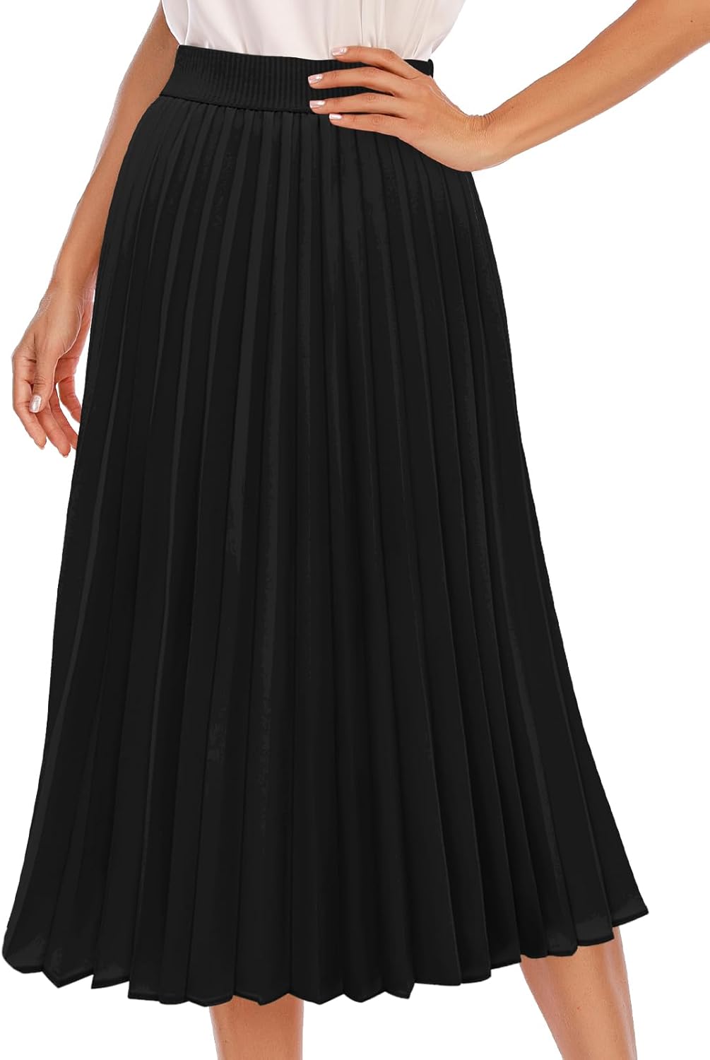 DRESSTELLS Pleated Midi Skirts for Women - Elegant Aline Style