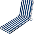 Navy Blue+White Stripes Outdoor Chaise Lounge Cushion 71in x 22in
