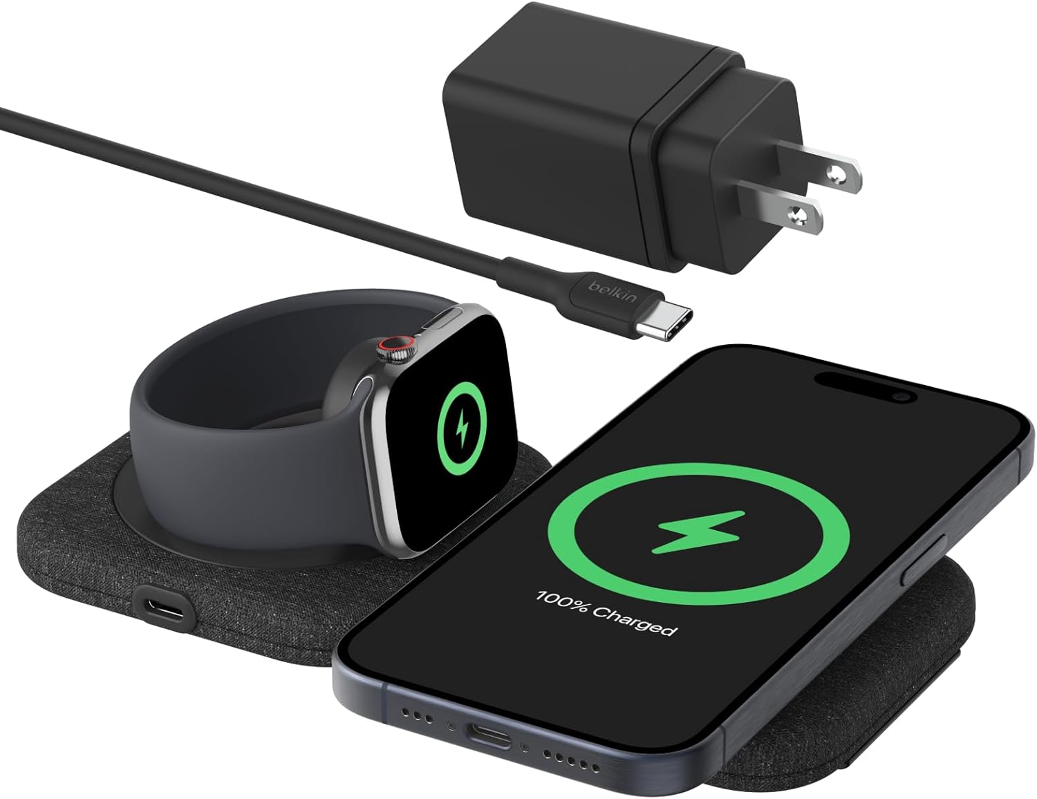 Belkin 2-in-1 MagSafe Travel Pad - Fast Wireless Charger