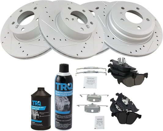 TRQ Front and Rear Brake Pad & Rotor Kit for BMW 2007-2015