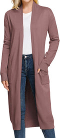 GRACE KARIN Essential Solid Open Front Maxi Cardigan for Women