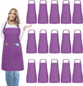 15 Pcs Adult Aprons Bulk with Pockets Adjustable Bib Apron - Large