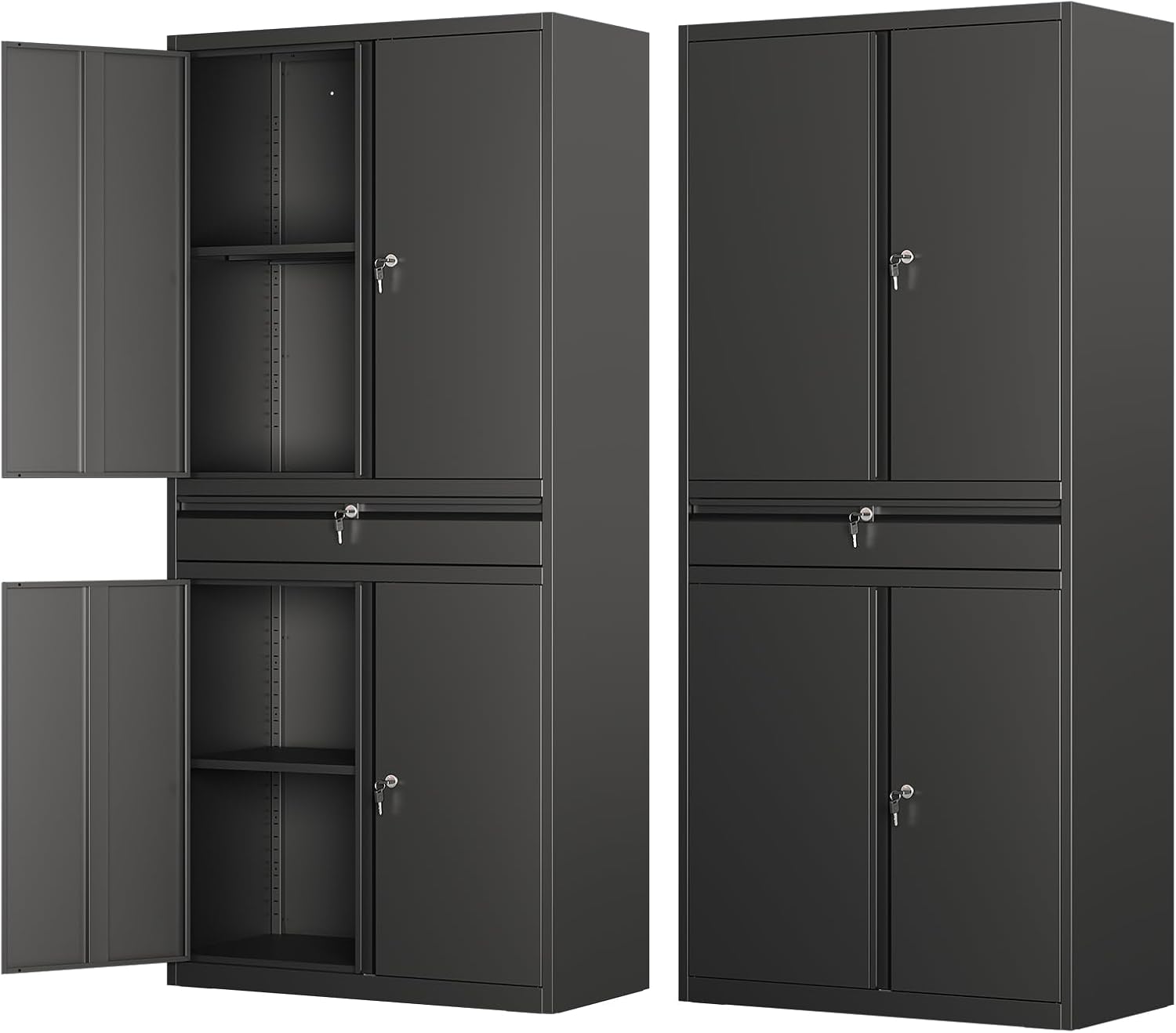 Metal Storage Cabinet with Locking Doors and Adjustable Shelves