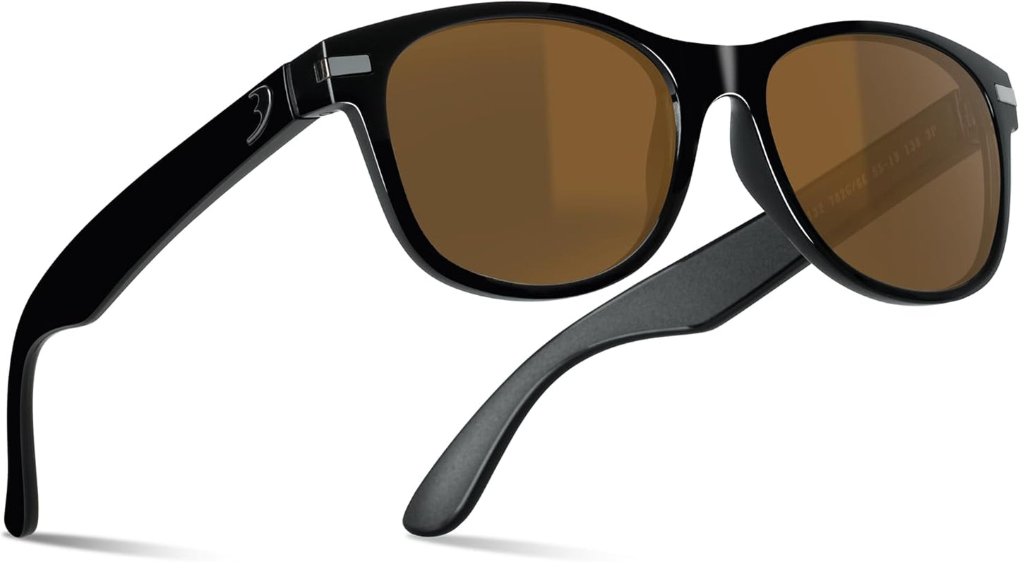 Bnus Italy Made Classic Sunglasses with Polarized Glass Lenses