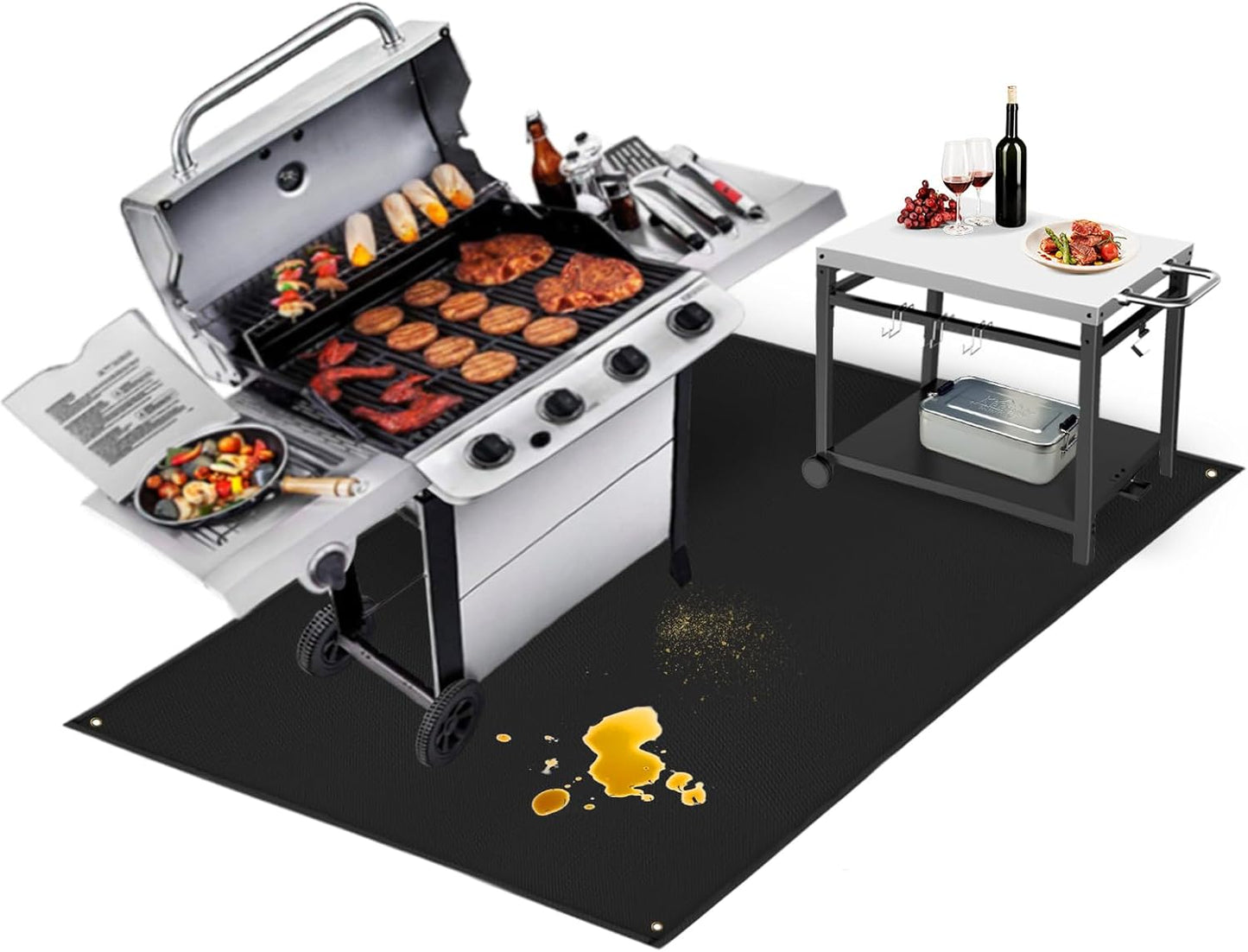 60 x 48 in Under Grill Mat - Fireproof BBQ Mats for Grilling
