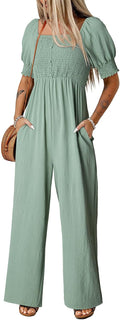 Dokotoo Jumpsuits for Women Lantern Sleeve Wide Leg Romper