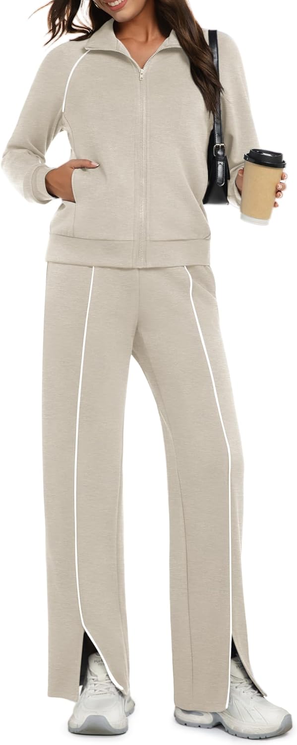 Womens 2 Piece Outfits Casual Zip Up Sweatsuits Lounge Set