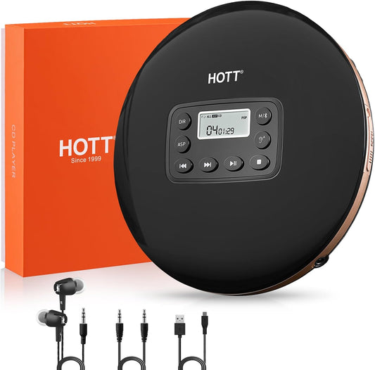 HOTT Portable Bluetooth CD Player with Rechargeable Battery
