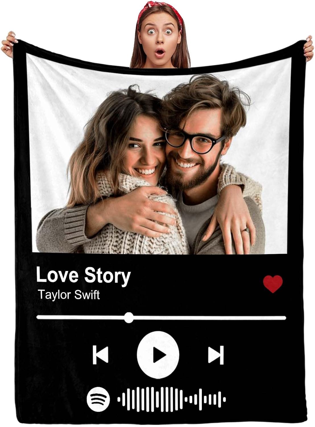 Custom Blanket with Photos for Couples - Personalized Flannel Throw