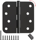 Matte Black Door Hinges 24 Pack 4 in x 4 in Rounded Corners - Durable