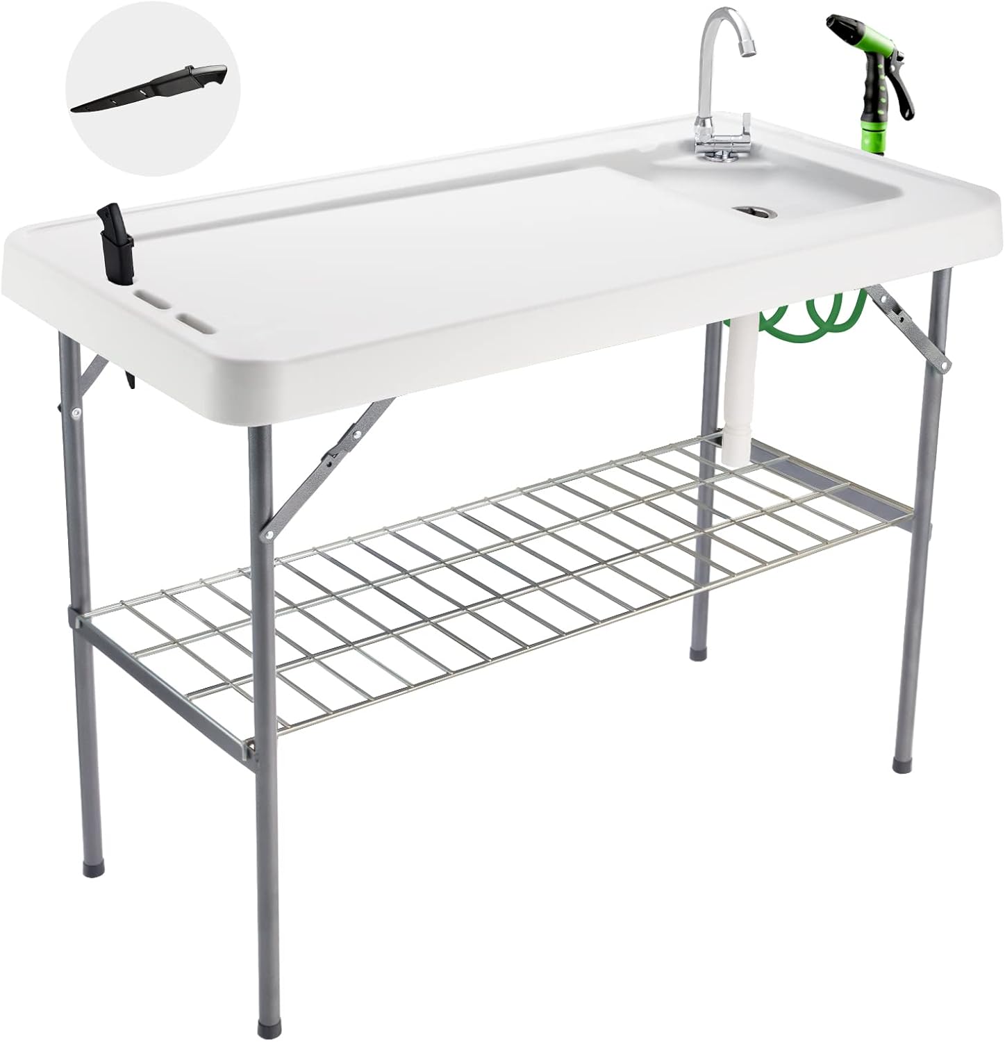 Folding Fish Cleaning Table with Sink for Outdoor Activities