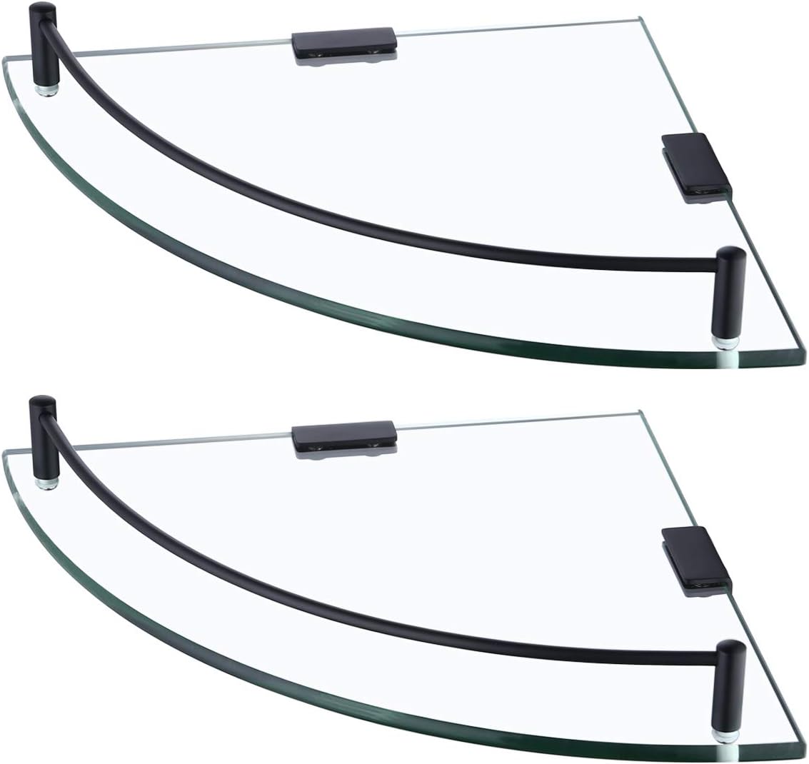 KES Bathroom Glass Corner Shelf with Rustproof Stainless Steel