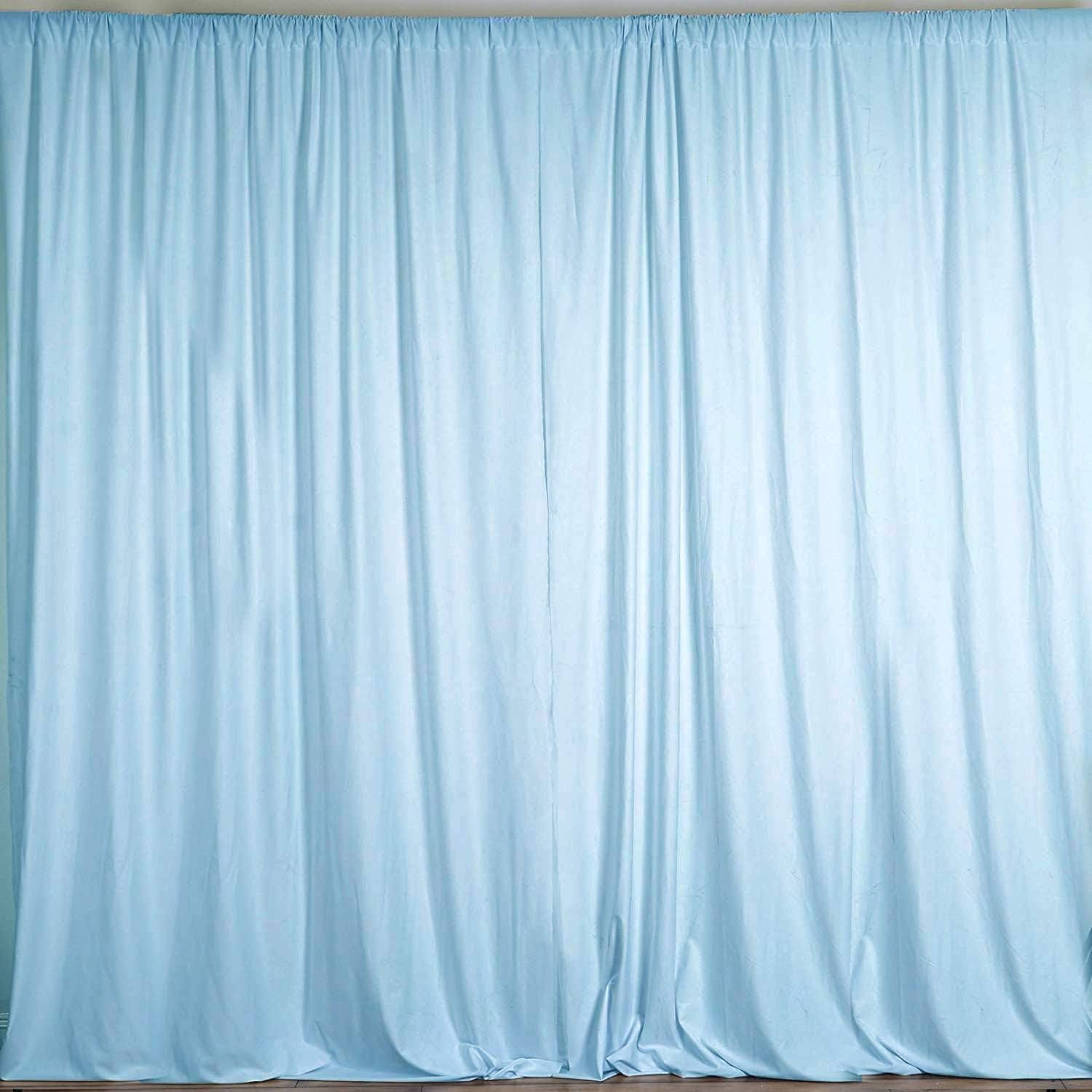 10 Ft Wide by 9 Ft High Light Blue Polyester Backdrop Drape